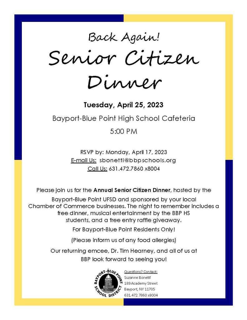 Senior Citizen Dinner Flyer